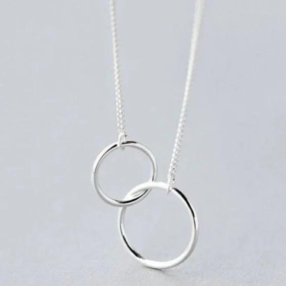 Jewelry - 925 STERLING SILVER DOUBLE CIRCLE NECKLACE, NICE NECKLACE, CUTE NECKLACE